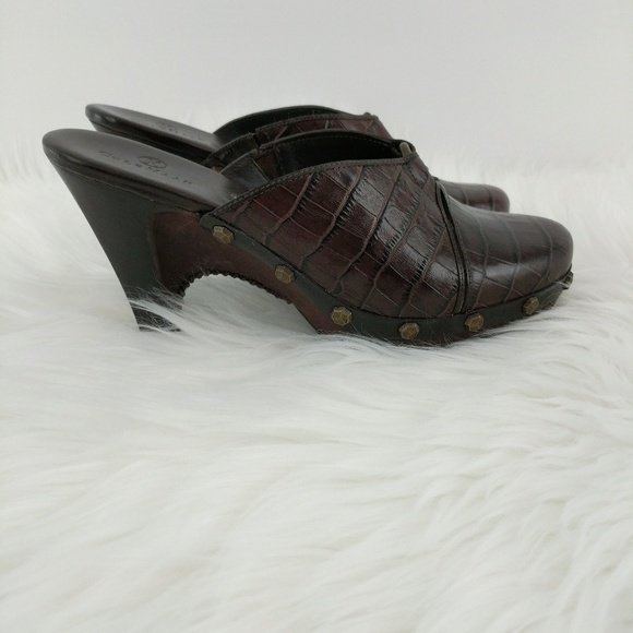 Cole Haan | Faux Croc Leather Wedge Clogs Size 8 - Picture 4 of 8